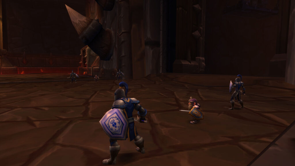 WoW humans and gnome with shields